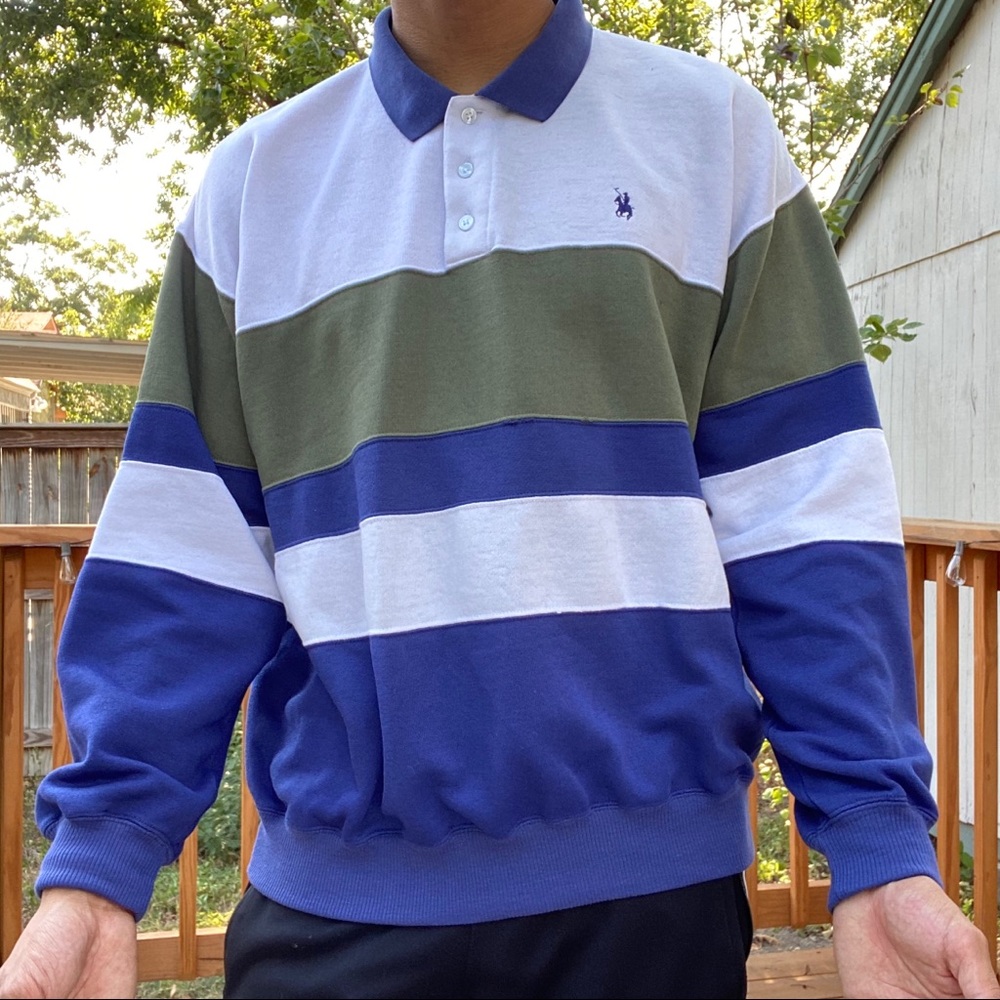 Vintage grandpa style color block sweater